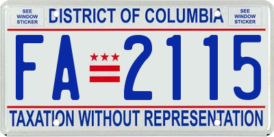 DC license plate FA2115