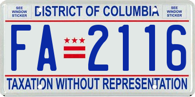 DC license plate FA2116