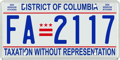 DC license plate FA2117