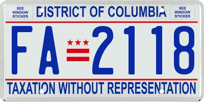 DC license plate FA2118