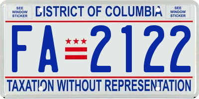 DC license plate FA2122