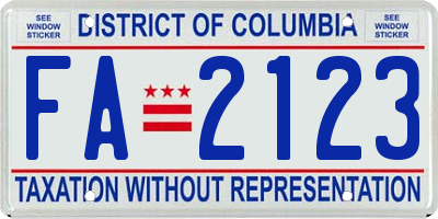 DC license plate FA2123