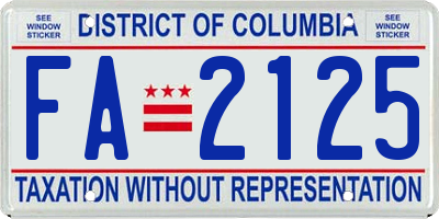 DC license plate FA2125