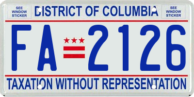 DC license plate FA2126