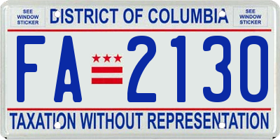 DC license plate FA2130