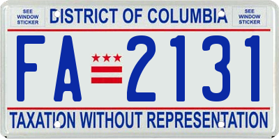 DC license plate FA2131