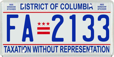 DC license plate FA2133