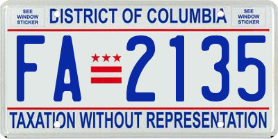 DC license plate FA2135