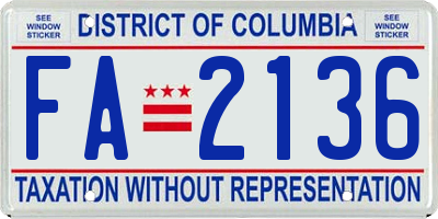 DC license plate FA2136