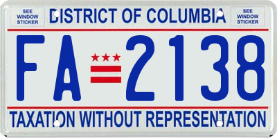 DC license plate FA2138