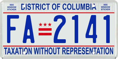 DC license plate FA2141