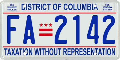 DC license plate FA2142