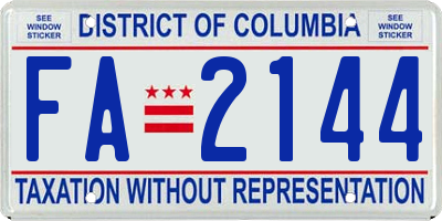 DC license plate FA2144