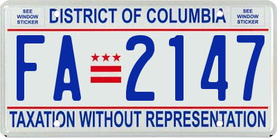 DC license plate FA2147