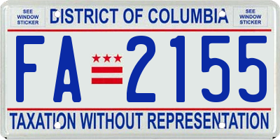 DC license plate FA2155