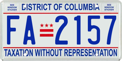 DC license plate FA2157