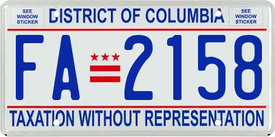 DC license plate FA2158