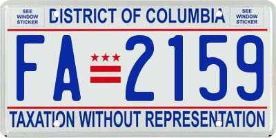 DC license plate FA2159