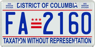 DC license plate FA2160