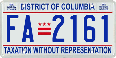 DC license plate FA2161