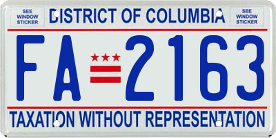 DC license plate FA2163