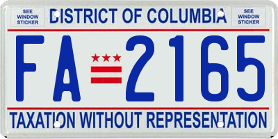 DC license plate FA2165