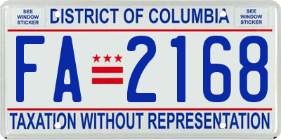 DC license plate FA2168