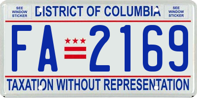 DC license plate FA2169