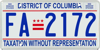 DC license plate FA2172