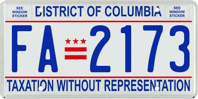 DC license plate FA2173