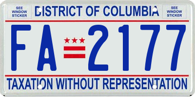 DC license plate FA2177