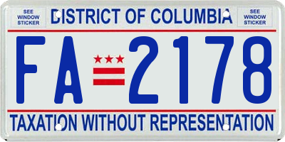 DC license plate FA2178