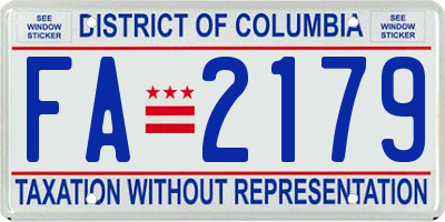 DC license plate FA2179