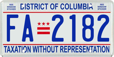 DC license plate FA2182