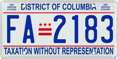 DC license plate FA2183