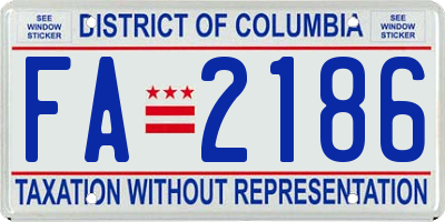 DC license plate FA2186