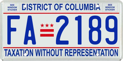 DC license plate FA2189