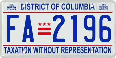 DC license plate FA2196