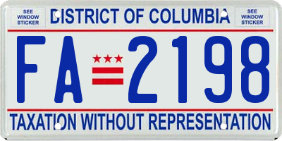 DC license plate FA2198