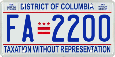 DC license plate FA2200