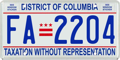 DC license plate FA2204