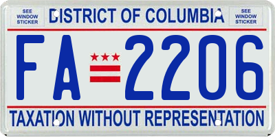 DC license plate FA2206