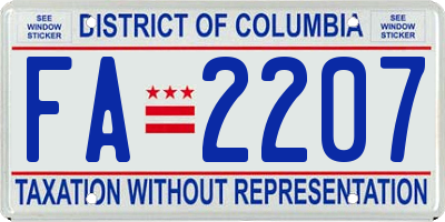 DC license plate FA2207