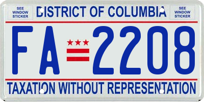 DC license plate FA2208