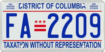 DC license plate FA2209