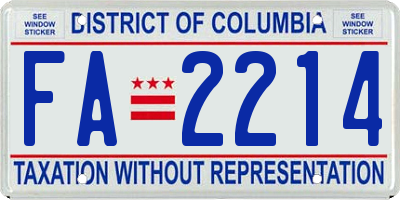 DC license plate FA2214