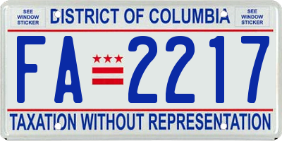 DC license plate FA2217