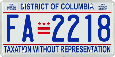 DC license plate FA2218