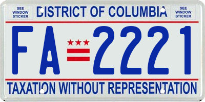 DC license plate FA2221