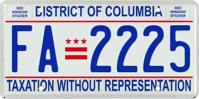 DC license plate FA2225